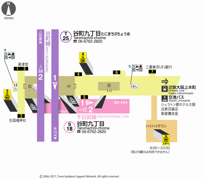 えきペディアMAP谷町九丁目